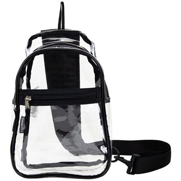 Eastsport Unisex Clear Sling Stadium Approved Bag, Black Trim - Picture 1 of 5